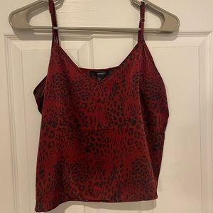 red cami satin top